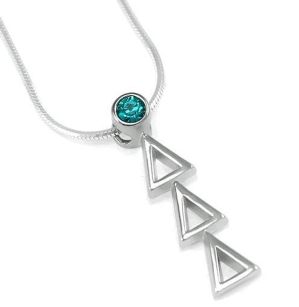 TCS Delta Delta Delta Sterling Silver Lavaliere with Swarovski™ Cerulean Colored Crystal 