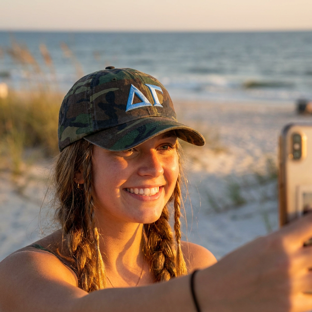 Delta Gamma Lettered Camouflage Hat