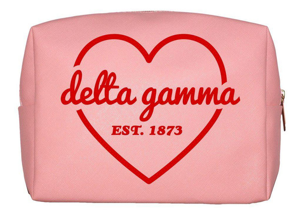 Sorority Shop Delta Gamma Pink with Red Heart Makeup Bag 