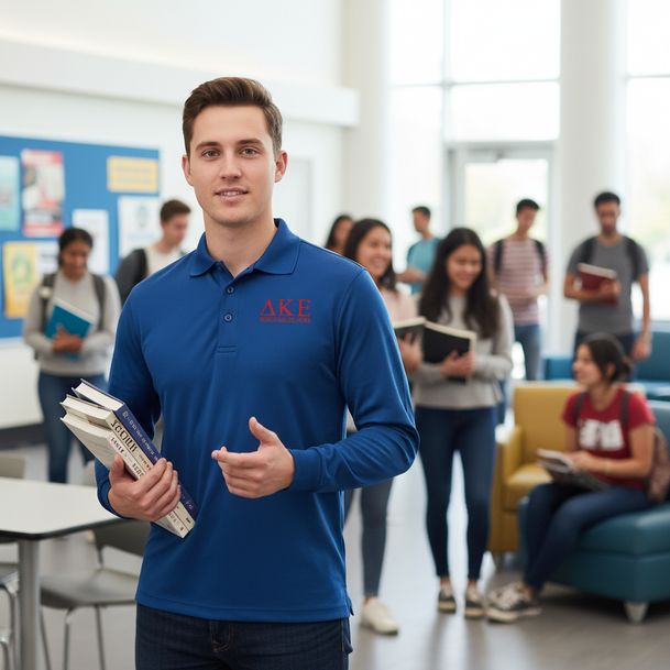 Delta Kappa Epsilon-World Famous Long Sleeve Dry Fit Polo