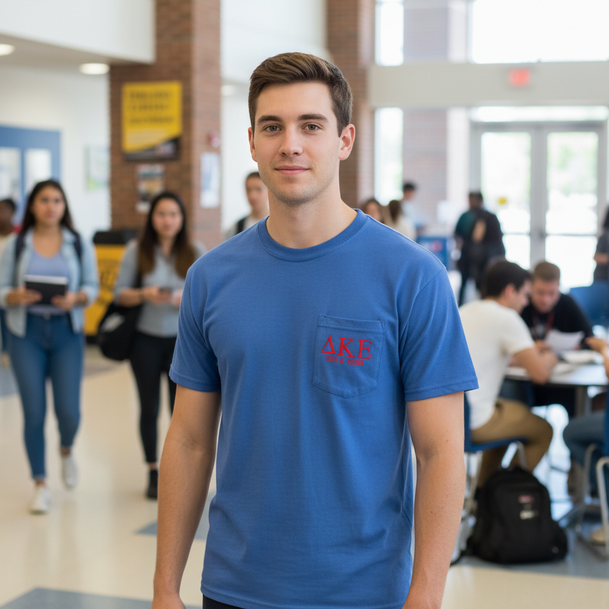 Delta Kappa Epsilon Greek Letter Comfort Colors Pocket Tee