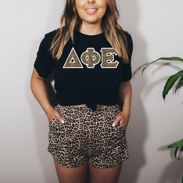  Delta Phi Epsilon Cheetah Print Lettered Tee 