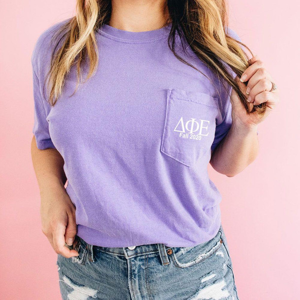  Delta Phi Epsilon Custom Comfort Colors Pocket Tee 