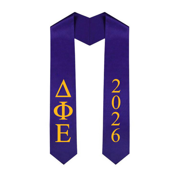 Delta Phi Epsilon Greek Lettered Graduation Sash Stole With Year - Best Value