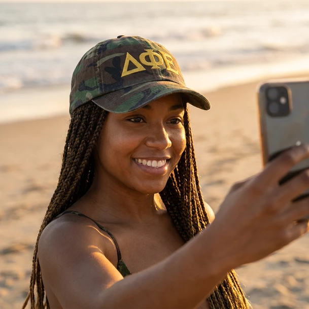 Delta Phi Epsilon Lettered Camouflage Hat