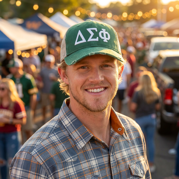 Delta Sigma Phi Distressed Trucker Hat