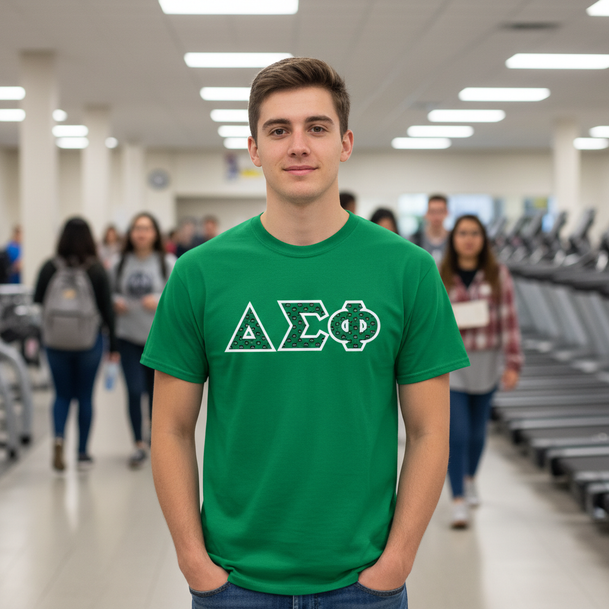 Delta Sigma Phi Fraternity Crest - Shield Twill Letter Tee