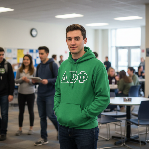 Delta Sigma Phi Letters Hooded Sweatshirt - Best Value