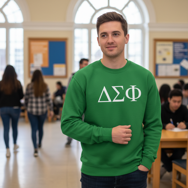 Delta Sigma Phi Lettered World Famous Greek Crewneck