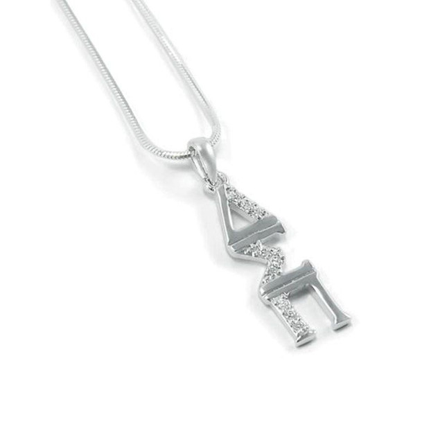 TCS Delta Sigma Pi Sterling Silver Lavaliere set with Lab-Created Diamonds 