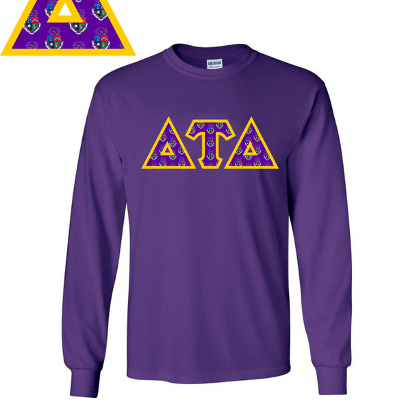 Delta Tau Delta Fraternity Crest - Shield Twill Letter Longsleeve Tee