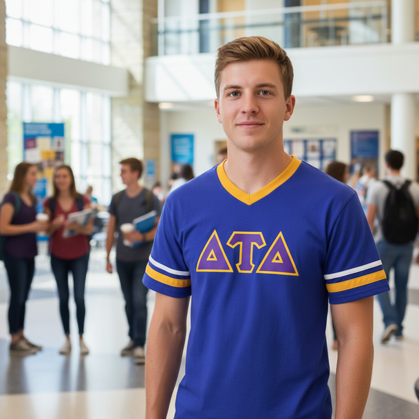 DISCOUNT-Delta Tau Delta Jersey With Greek Applique Letters