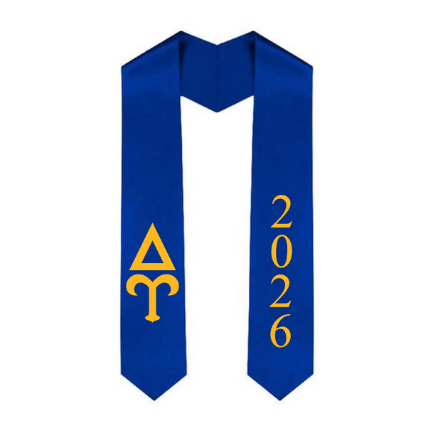 Delta Upsilon Greek Lettered Graduation Sash Stole With Year - Best Value