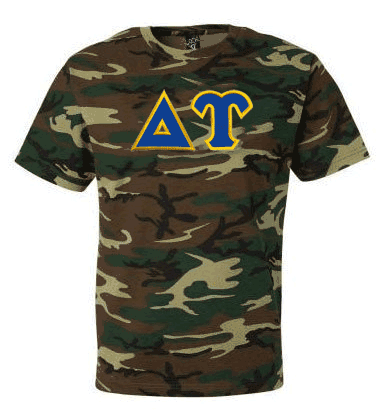  DISCOUNT- Delta Upsilon Lettered Camouflage T-Shirt 