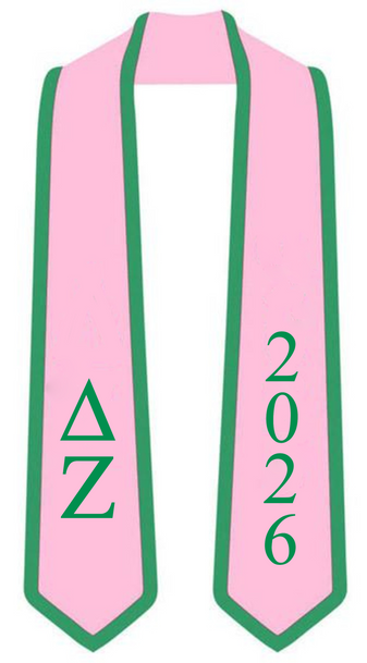 Delta Zeta Graduation Sash Stole w/ Year