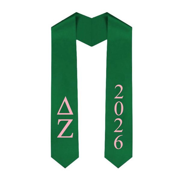 Delta Zeta Greek Lettered Graduation Sash Stole With Year - Best Value