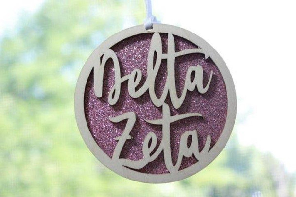 Sorority Shop Delta Zeta Laser Carved Script Ornament - 3" Round 