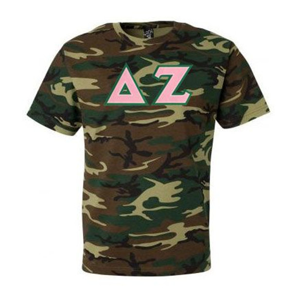 DISCOUNT-Delta Zeta Lettered Camouflage T-Shirt