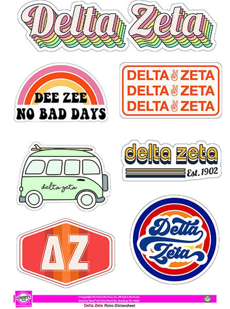 Delta Zeta Retro Sticker Sheet