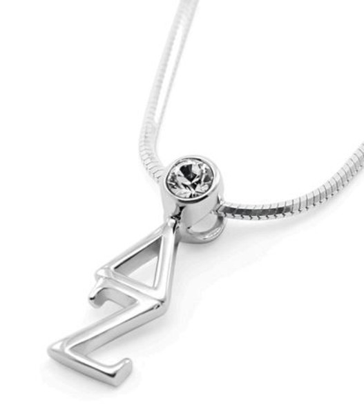 Delta Zeta Sterling Silver Lavaliere Pendant with Swarovski Clear Crystal