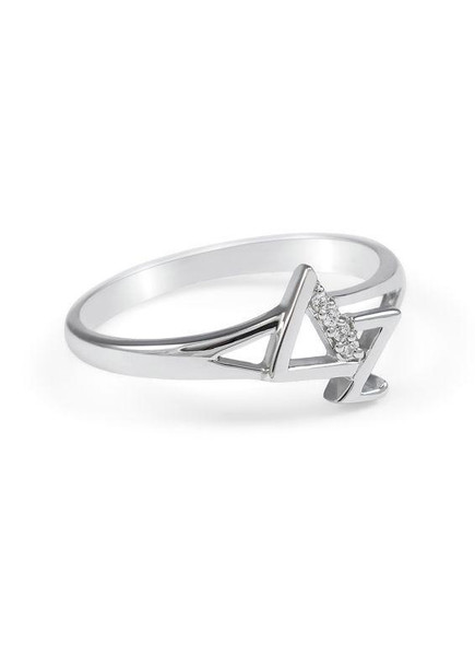 TCS Delta Zeta Sterling Silver Ring with Horizontal Letters set with Lab-created Diamonds 