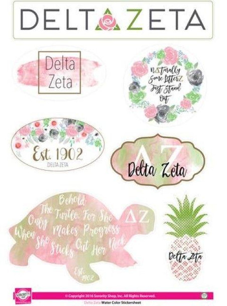 Sorority Shop Delta Zeta Water Color Stickers 