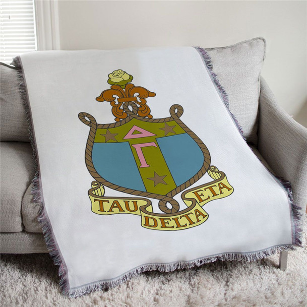 Delta Gamma Full Color Crest Afghan Blanket Throw