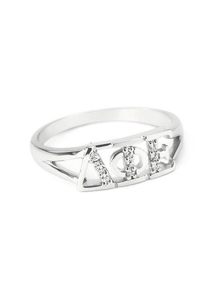 TCS Delta Phi Epsilon Sterling Silver Ring set with Lab-Created Diamonds 