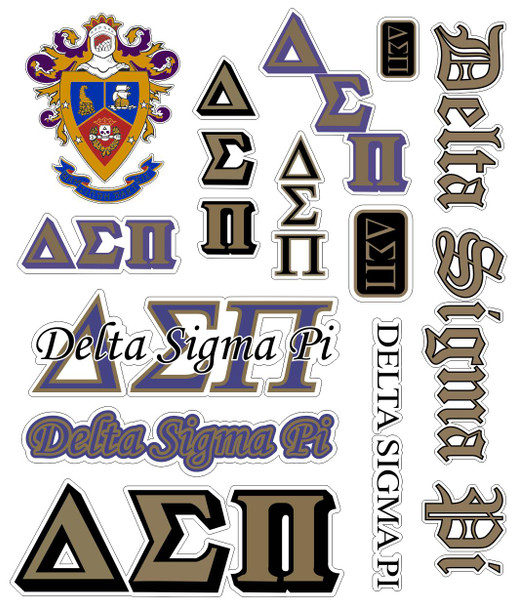 Delta Sigma Pi Multi Greek Decal Sticker Sheet
