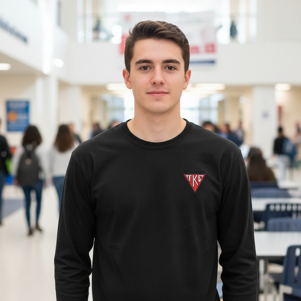 DISCOUNT-Tau Kappa Epsilon Fraternity House Plate Triangle Longsleeve Tee