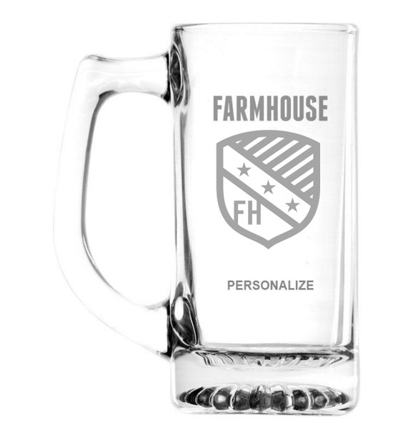 FarmHouse Fraternity Glass Engraved Mug