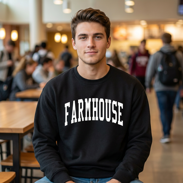 FarmHouse Fraternity Arched Letter Crewneck Sweatshirt