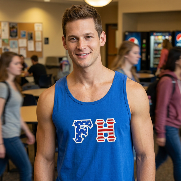 FarmHouse Fraternity Letter American Flag Tank