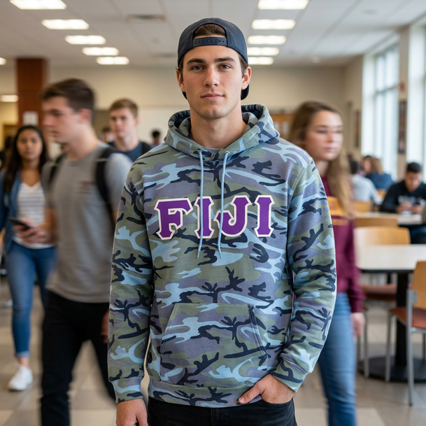 DISCOUNT-FIJI Fraternity Camo Pullover Hooded Sweatshirt