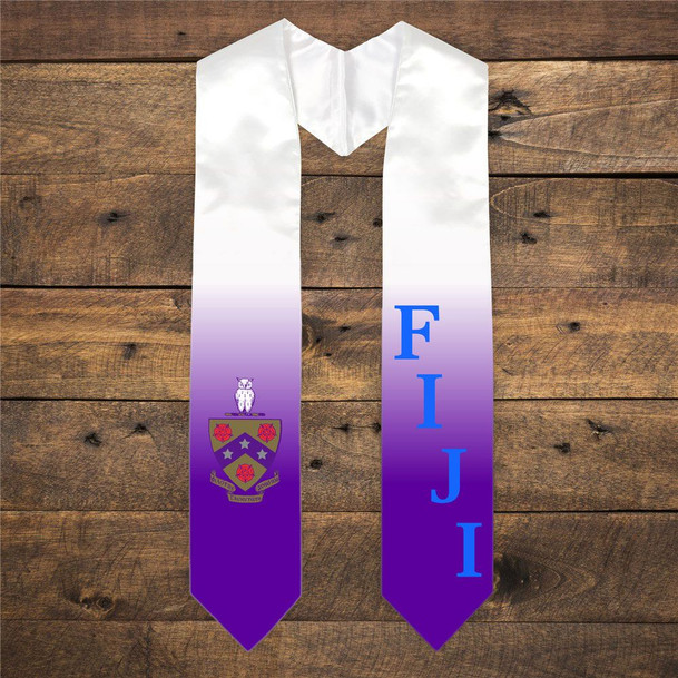 FIJI Extra Fancy Diagonal Greek Graduation Stole W Crest