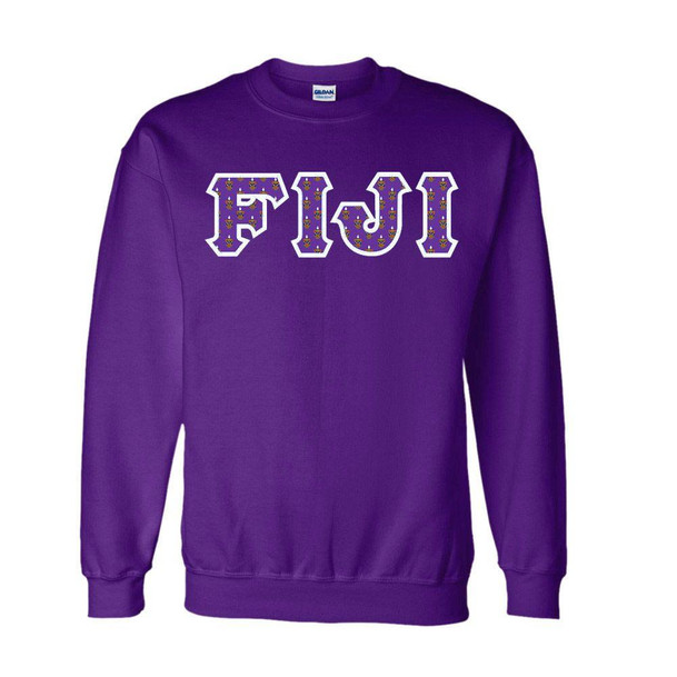  FIJI Fraternity Crest - Shield Twill Letter Crewneck Sweatshirt 
