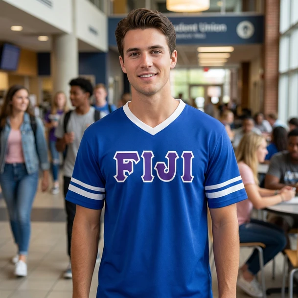 DISCOUNT-FIJI Fraternity Jersey With Greek Applique Letters