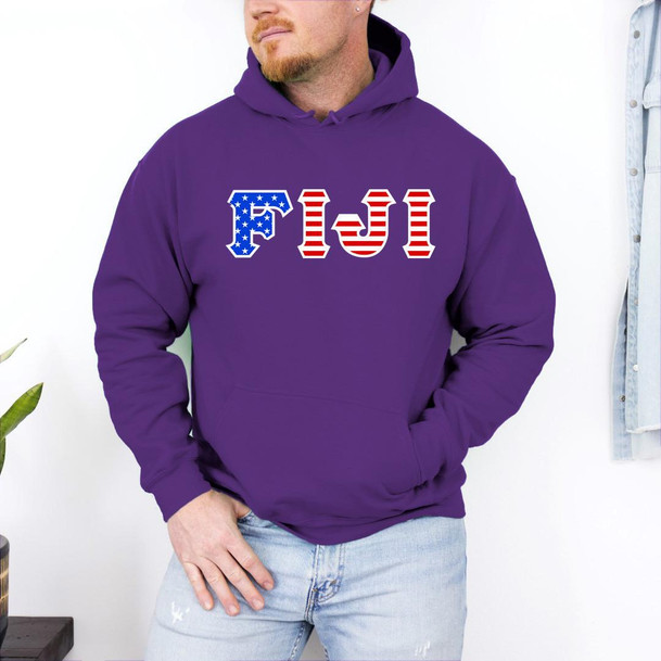 FIJI Fraternity Letter American Flag Hoodie 