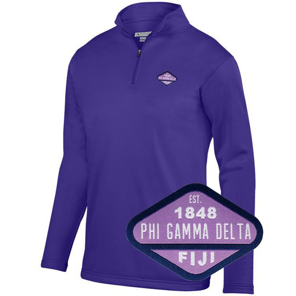 DISCOUNT-FIJI Fraternity Woven Emblem Wicking Fleece Pullover