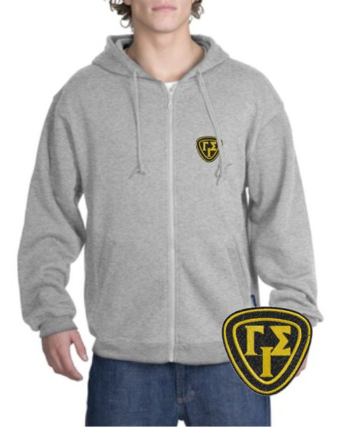 DISCOUNT-Gamma Iota Sigma Emblem Full Zippered Hoodie