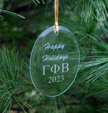 Gamma Phi Beta Holiday Glass Oval Ornaments