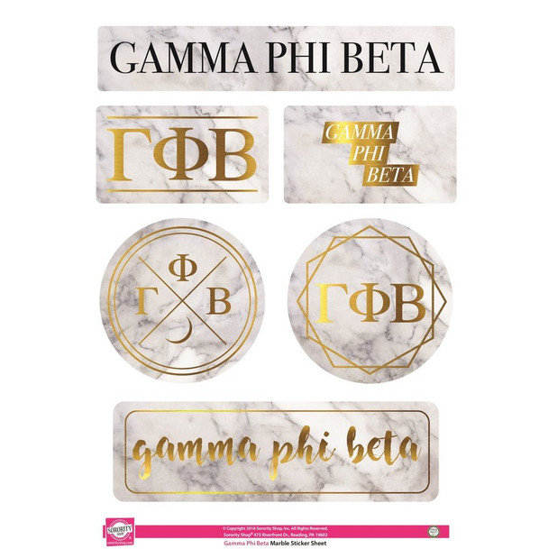 Gamma Phi Beta Marble Sticker Sheet