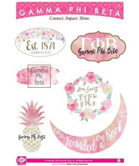 Sorority Shop Gamma Phi Beta Water Color Stickers 