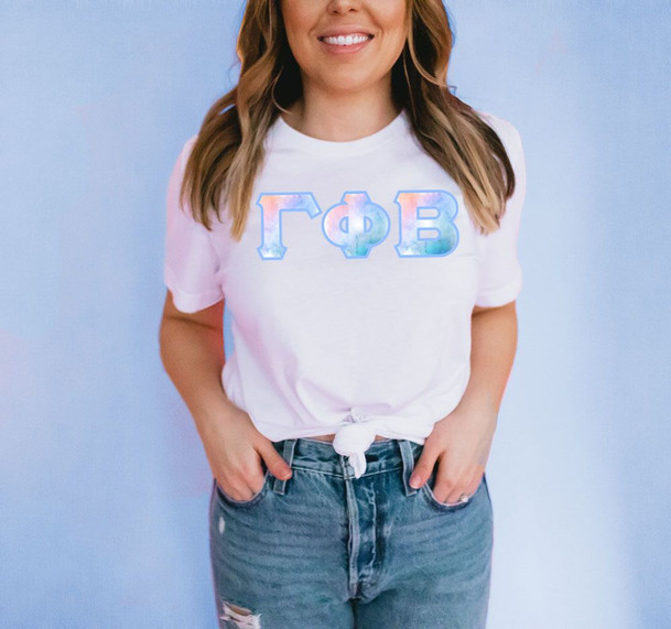 Gamma Phi Beta Watercolor Print Lettered Tee