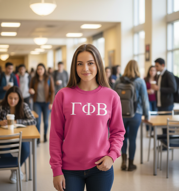 Gamma Phi Beta Lettered World Famous Greek Crewneck