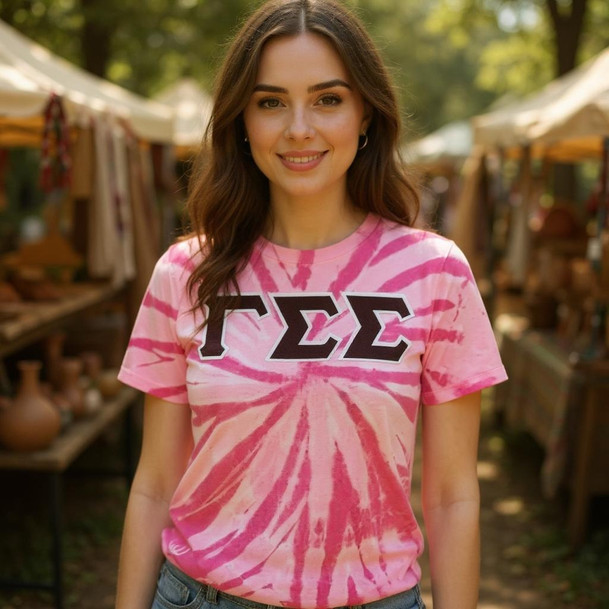 DISCOUNT-Gamma Sigma Sigma Lettered Tie-Dye t-shirts