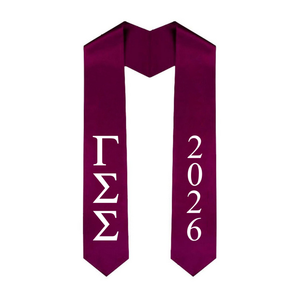 Gamma Sigma Sigma Greek Lettered Graduation Sash Stole With Year - Best Value