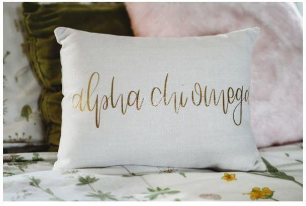 Sorority Shop Gold Imprint Sorority Throw Pillow 