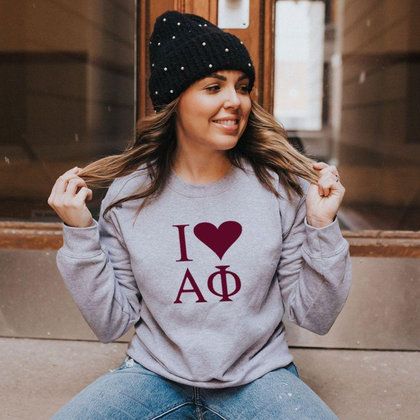 I Love Alpha Phi Crewneck Sweatshirt 