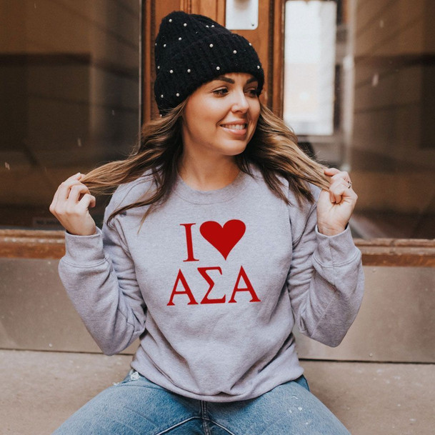 I Love Alpha Sigma Alpha Crewneck Sweatshirt